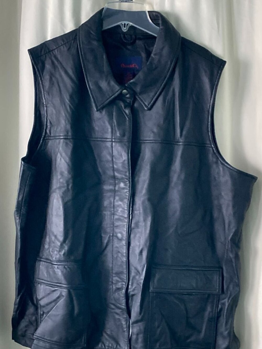 Denim & Co Black Leather Snap Front Vest 2X NWT Plus Size Moto